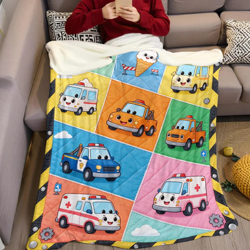 Police Ice Taxi Mixer Tow Flannel Blanket Perfect for Sofa Office Bed Travel Sleep Read Relax Camping Four Season Use