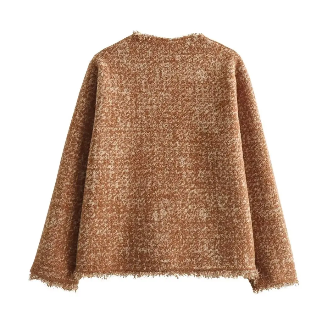 

Women's V-neck Imitation Mink Wool Knitted Jacket Little Tassel Detail Autumn Fashion Style G42746