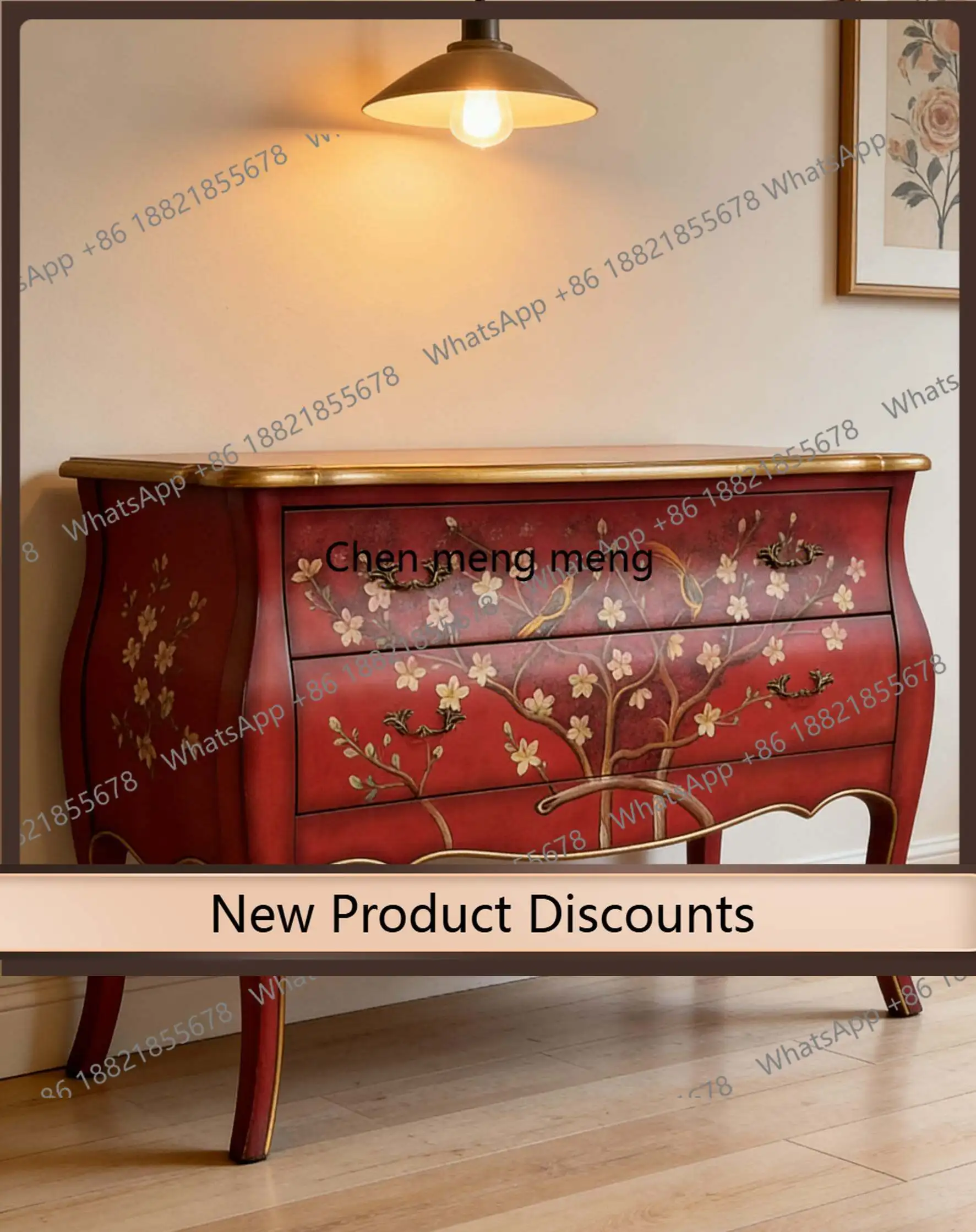 

z10American retro entrance cabinet hand-painted rubber wood + environmental protection board