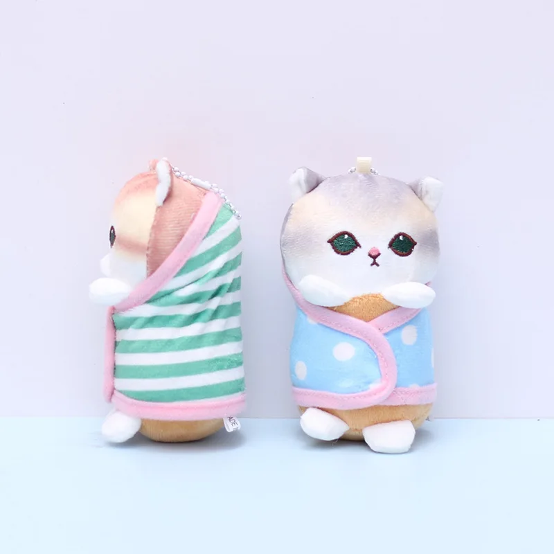 Kawaii Mofusand Wrapped Bath Towel Shark Cat Plush Toy Backpack Pendant Creative Cartoon Keychain Stuffed Doll Birthday Gift