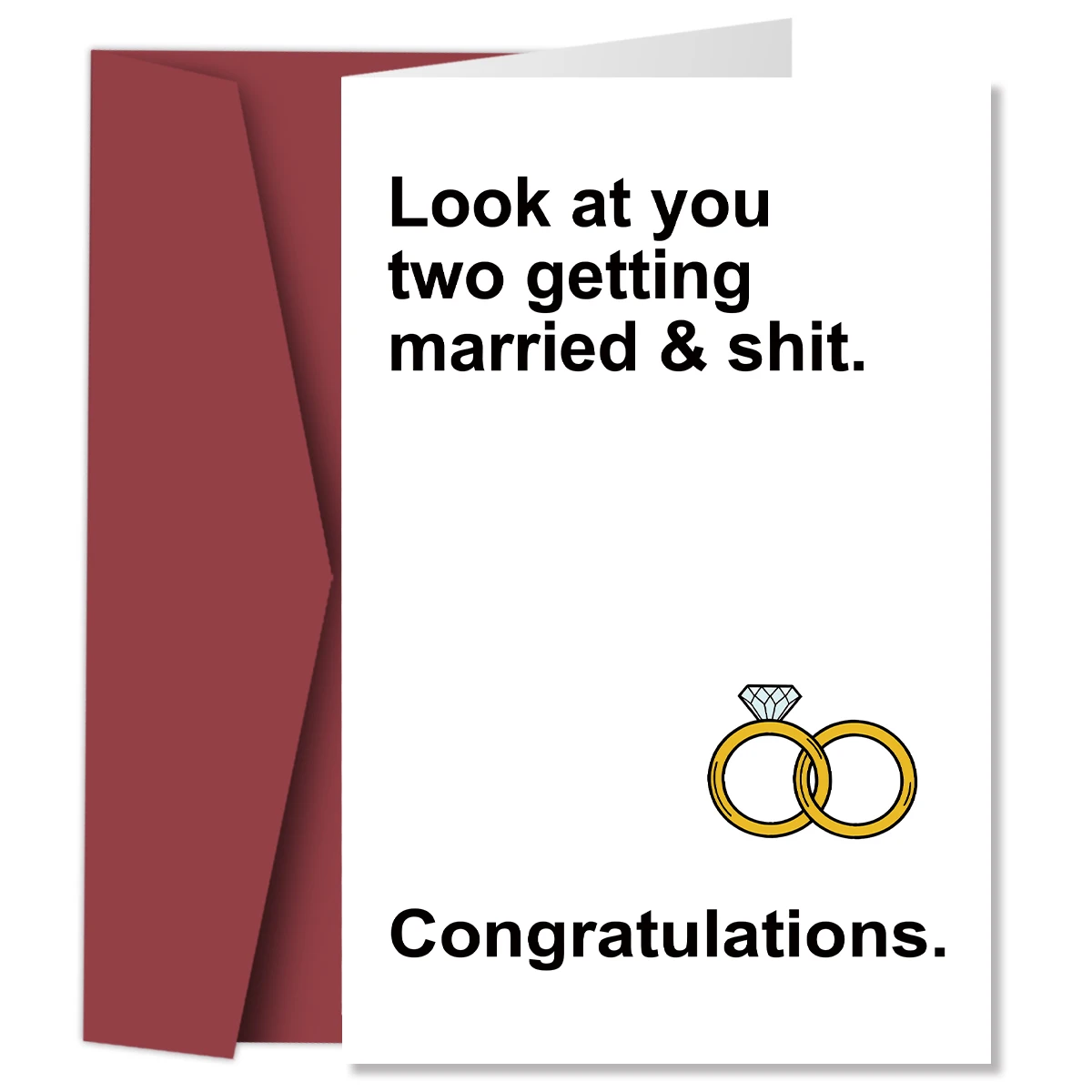 Cartes de félicitations de mariage amusantes pour couple de mariés diversifiés, cartes de fiançailles hilarantes pour amis, cartes de mariage personnalisées, 1 ensemble