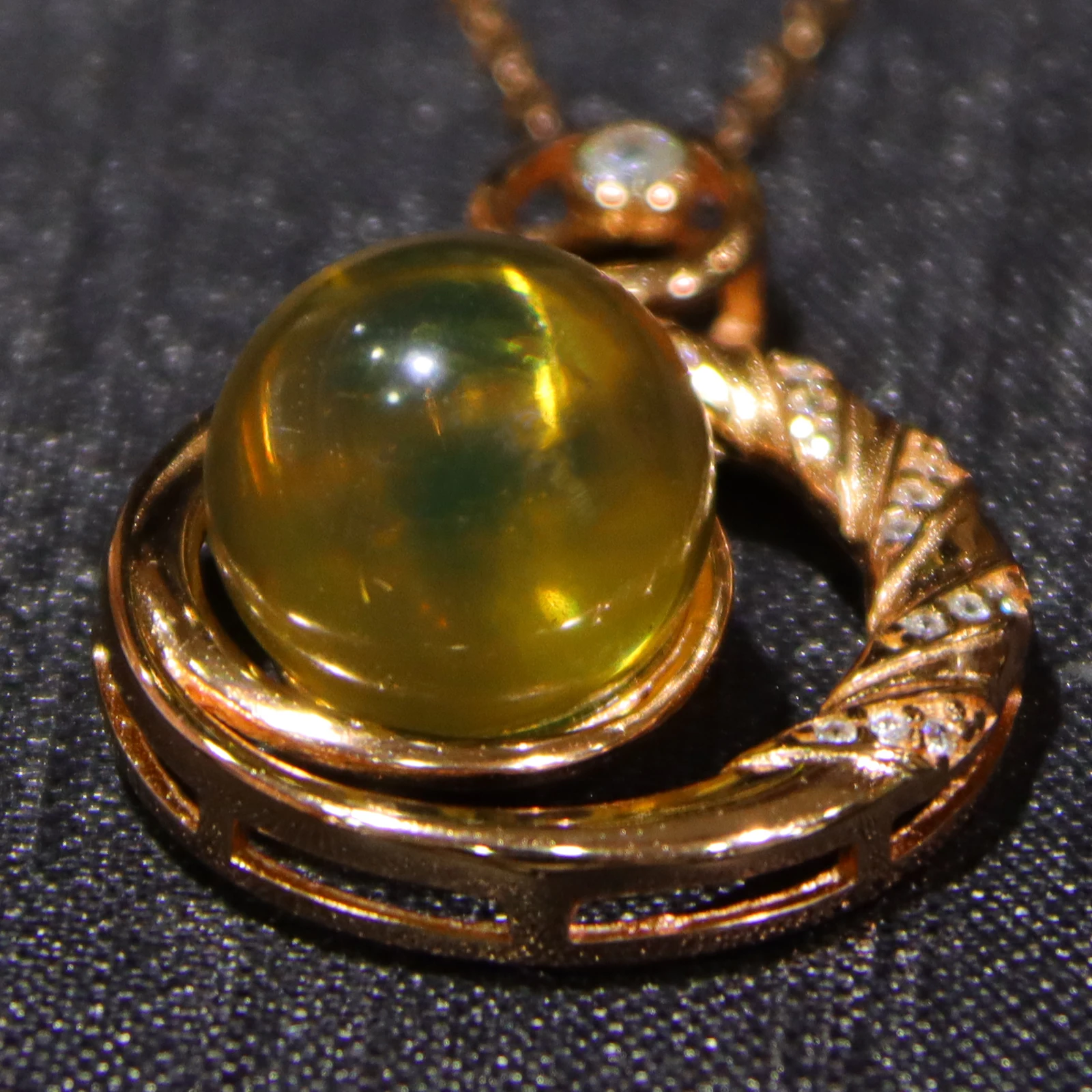 Solid Silver Inlay Natural Mexican Blue Amber Pendant Double Ring Wrapped Bead Geometric Design 11mm