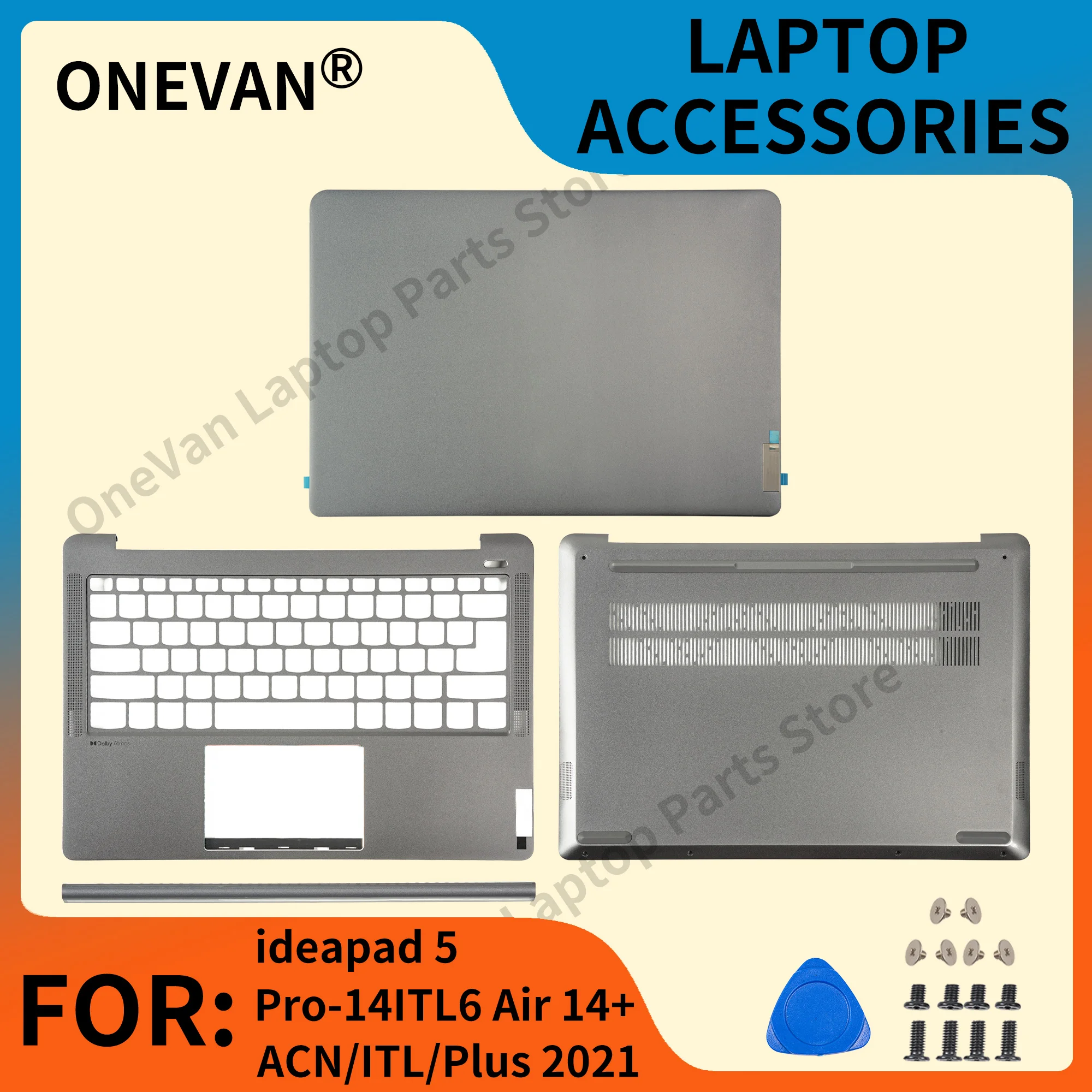 New For Lenovo Ideapad 5 Pro-14ITL6 Air 14+ ACN/ITL/Plus 2021 LCD Rear Lid Back Top Cover Palmrest Bottom Case Housing Case