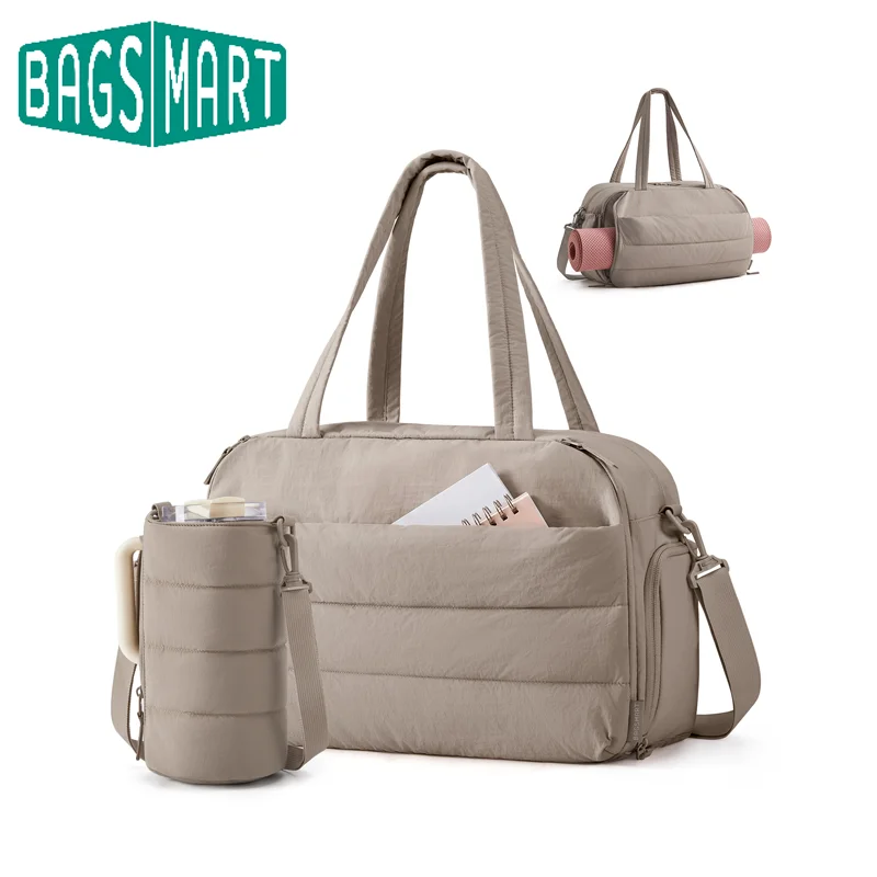 BAGSMART 2 Set Gym Bag for Women Yoga Bag with Water Bottle Holder Sports Pilates Bag 25L Overnight  Travel Duffle Bag