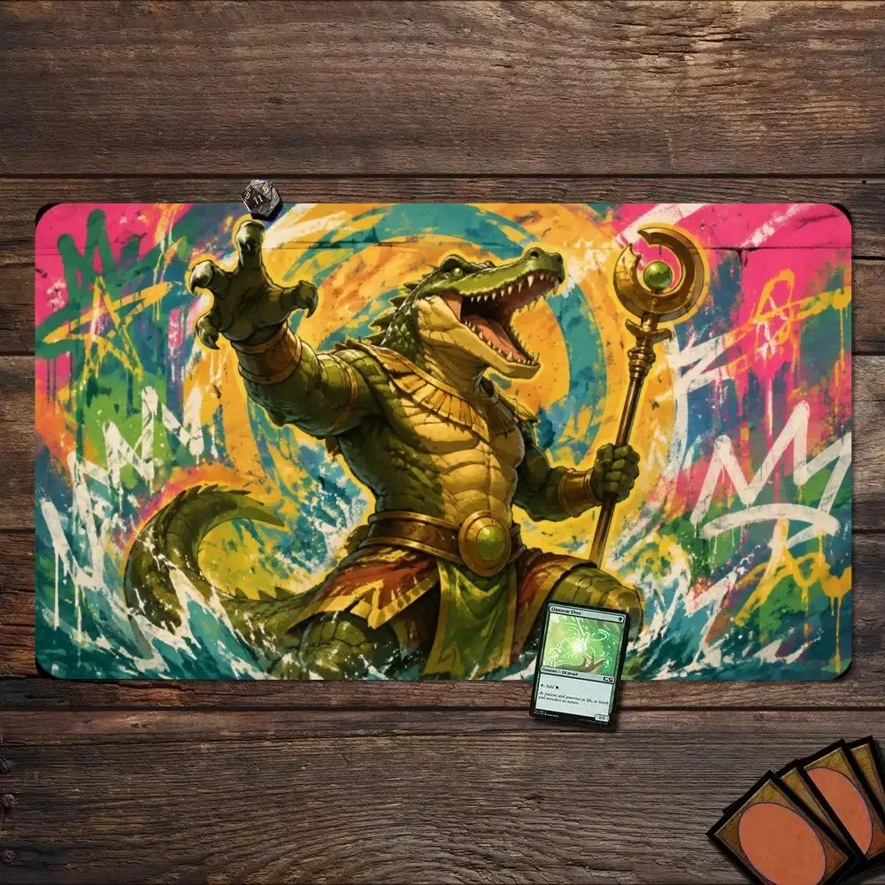 Street Art Sobek Eagle Knight Armored Figure TCG Playmat 35X60CM Magic Card Battle Mat Non-Slip Stitched Edge Tabletop Pad