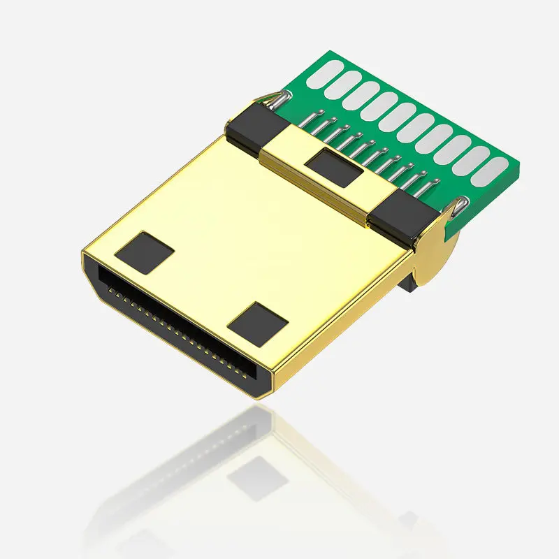HDMI Soldering Wire Headband with PCB Mini HDMI Male and Female Socket with Copper Shell and Gold-plated Soldering Plate Type