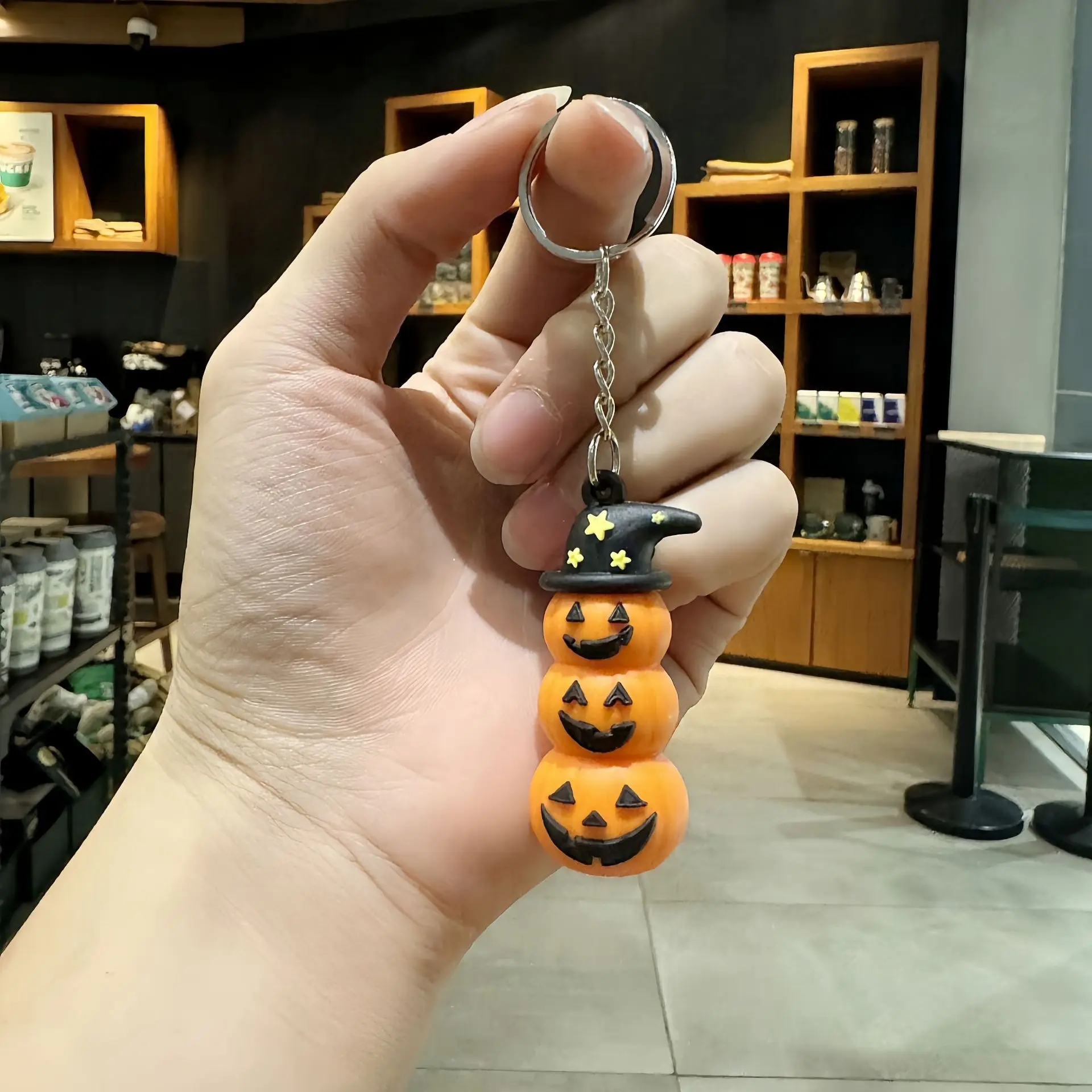 3D Halloween Pumpkin Keychain Cute Ghost Jack O Lantern Key Ring Backpack Charm Spooky Accessories Trick or Treat Party Keychain