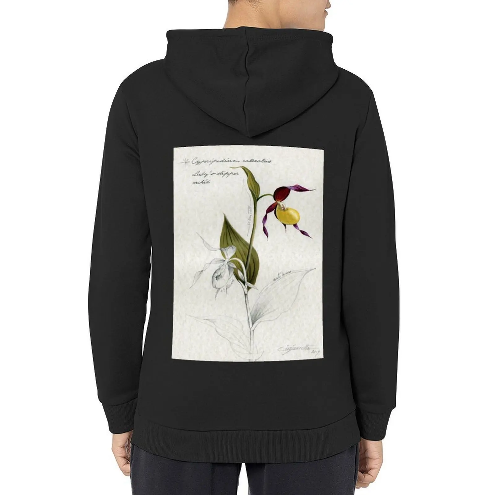 

Cypripedium calceolus - Lady's slipper orchid Hoodie men clothing autumn jacket men korean clothes autumn men hoodie