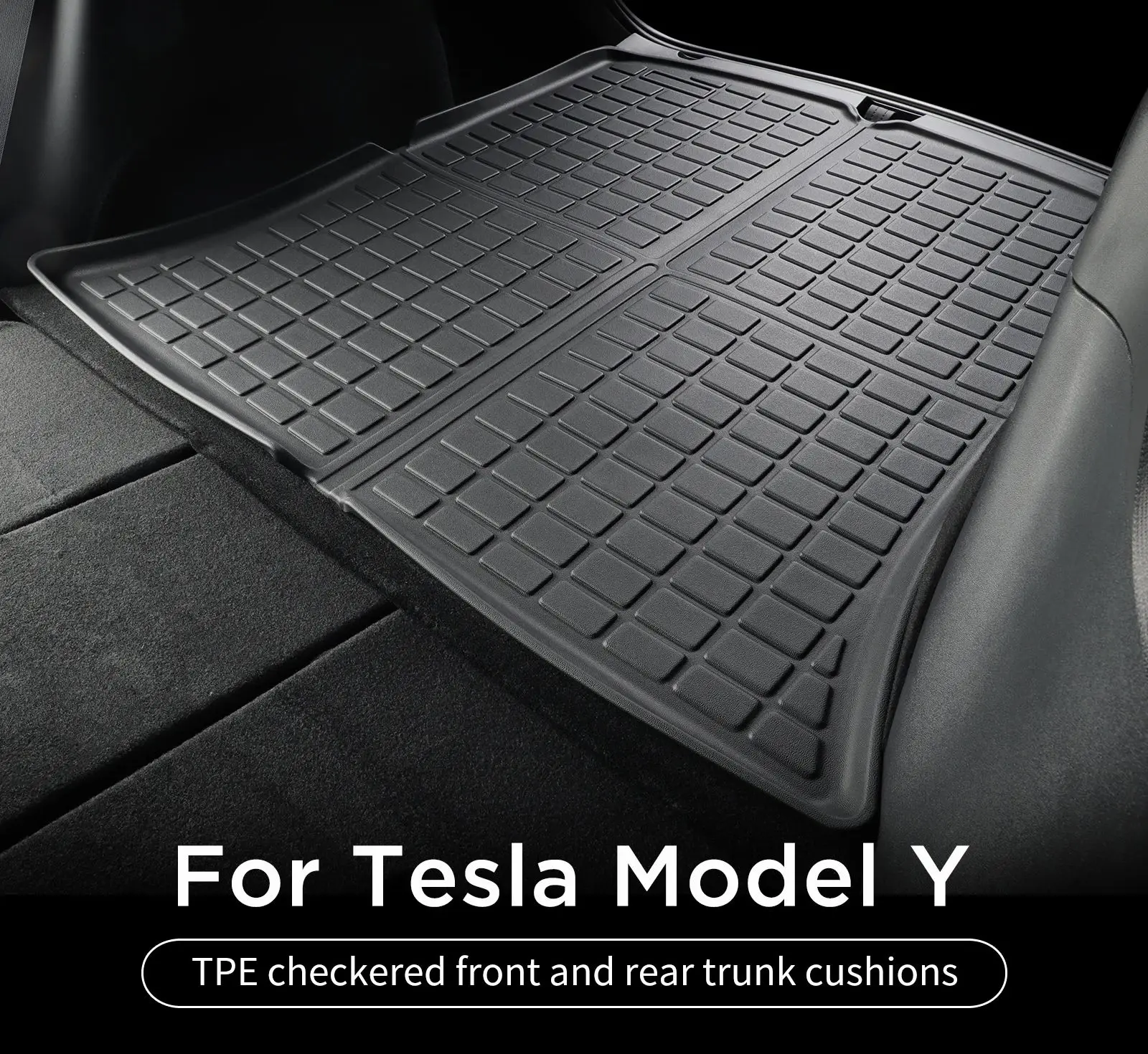

Коврики для Tesla Model Y 2021-2025 Задний коврик в багажник Задний багажник Коврик Защитная всепогодная подкладка для салона автомобиля Аксессуары Черный