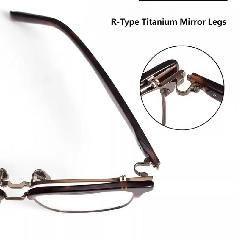 180 ° Flip-up Design Titanium Acetate Glasses Frame Retro Eyebrow-Rim Square Eyeglasses Men Large Face Optical Prescription Lens - Image 5