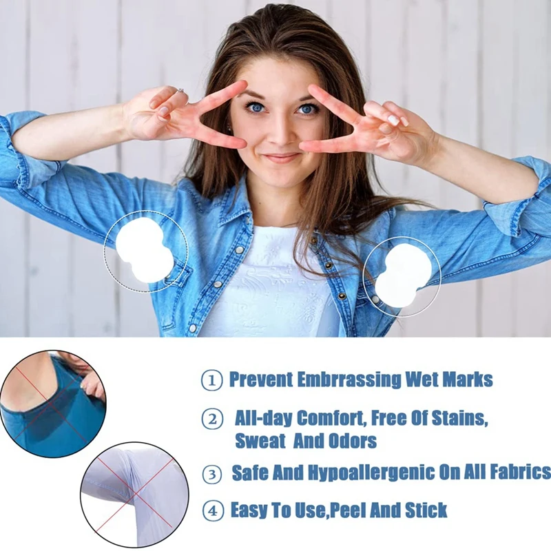 50Piece Armpit Sweat Pads Underarm Pad Summer Deodorant Disposable Absorbent Liners Unisex