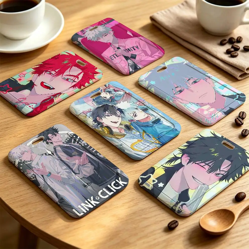 L-Link Click Cartoon Clear Window ID Card Holder, Business Badge Holder With Neck Lanyard, Office Work Permit Card Cover