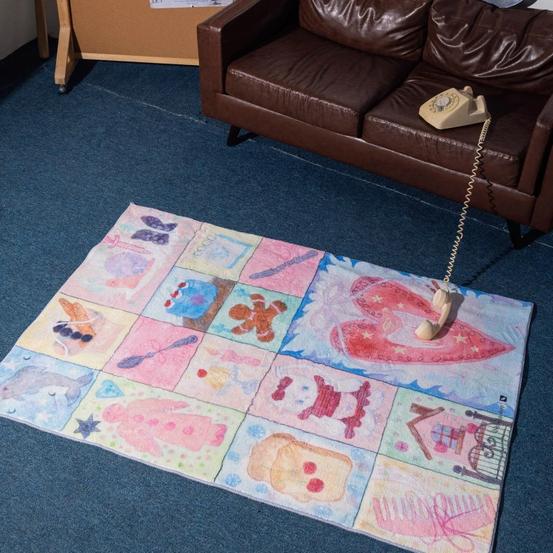 

Splicing thickened faux cashmere carpet floor mats