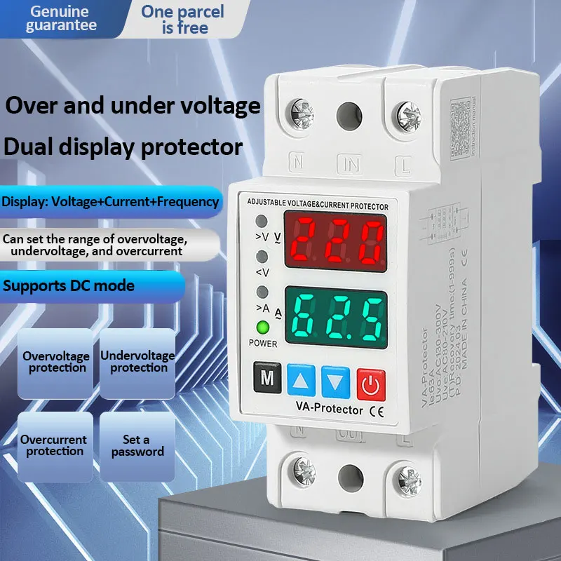 40A/63A Din Rail 230V Adjustable Over Voltage and Under Voltage Protective Device Protector Relay Limit Over Current Protection