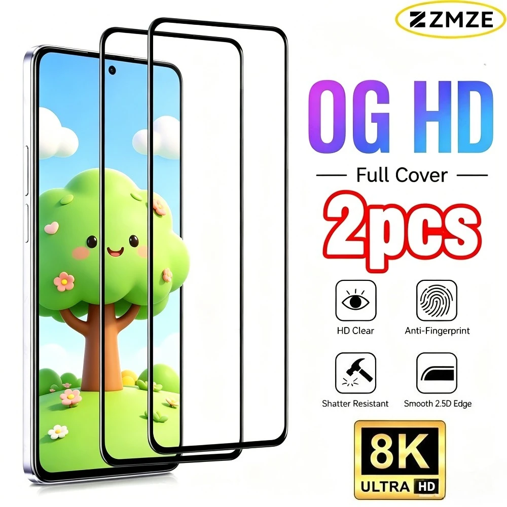 

2Pcs Full Cover Tempered Glass for Samsung Galaxy A06 A07 A15 A16 A17 A26 Screen Protector for Samsung A57 A56 A55 A37 A36 A35