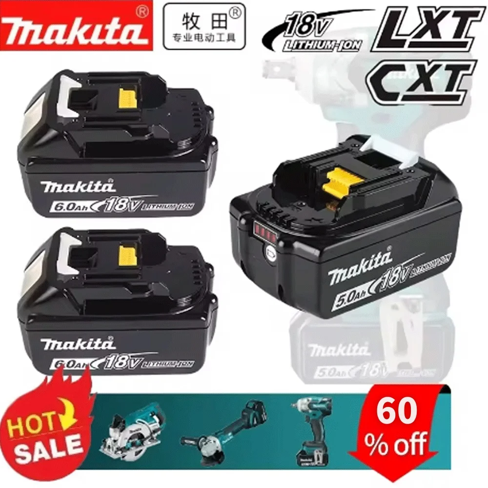 

High-Performance Makita 18V Li-ion Battery Pack BL1860B - Compatible with 18V Cordless Tools,Fast Recharge, BMS Protection