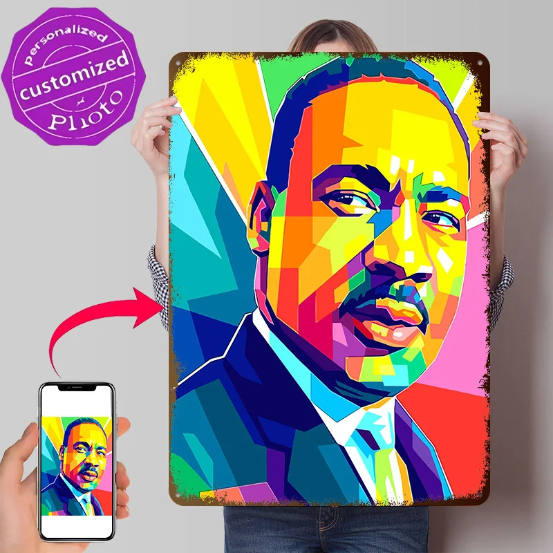 Martin Luther King Jr. Pop Art Metal Poster Perfect Gift for Fans Lovers Personalized Wall Art Metal Sign for Bar Accessories