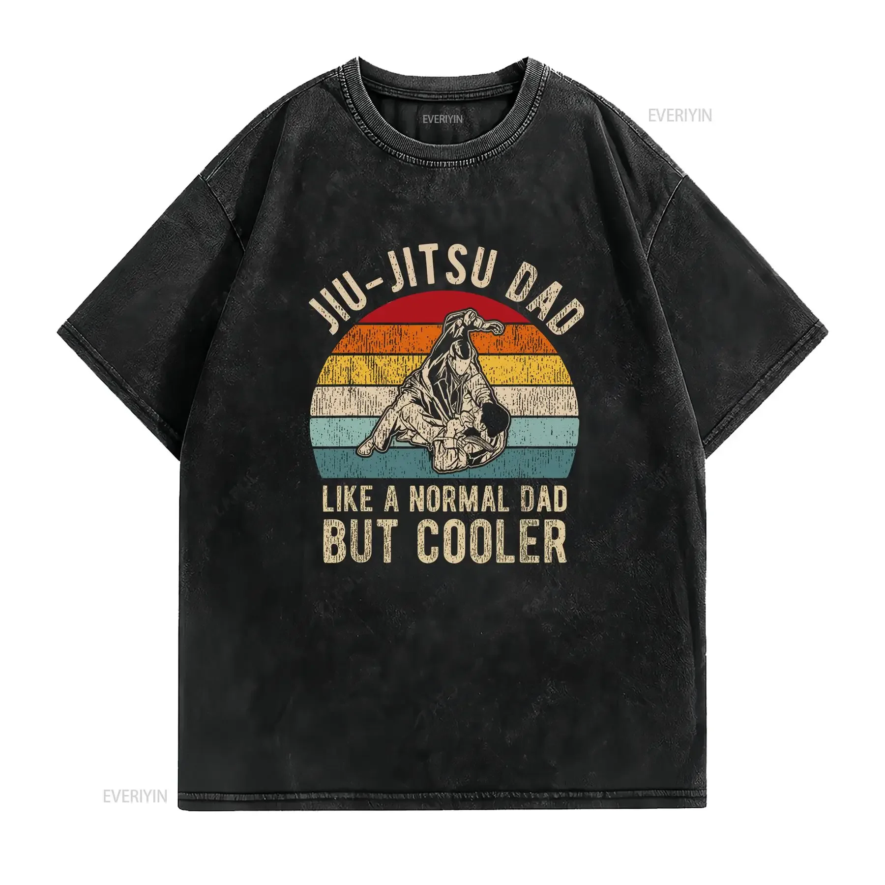 Vintage Retro Jiu Jitsu Dad Like A Normal But Cooler BJJ T Shirt Father  vintage Washed Soft Comfortable Slightly homme