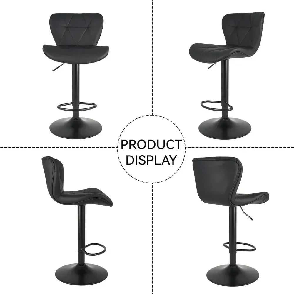 Modern Bar Stools , Adjustable Faux Leather Upholstered Swivel Bar Stools, Counter Height Bar Chairs with Back