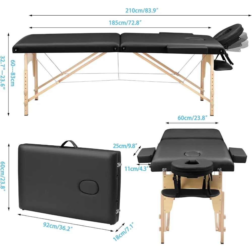 Professional Portable Massage Table - Adjustable Foldable Lash Bed for Spa, Tattoo, Facial, Physical Therapy image 2
