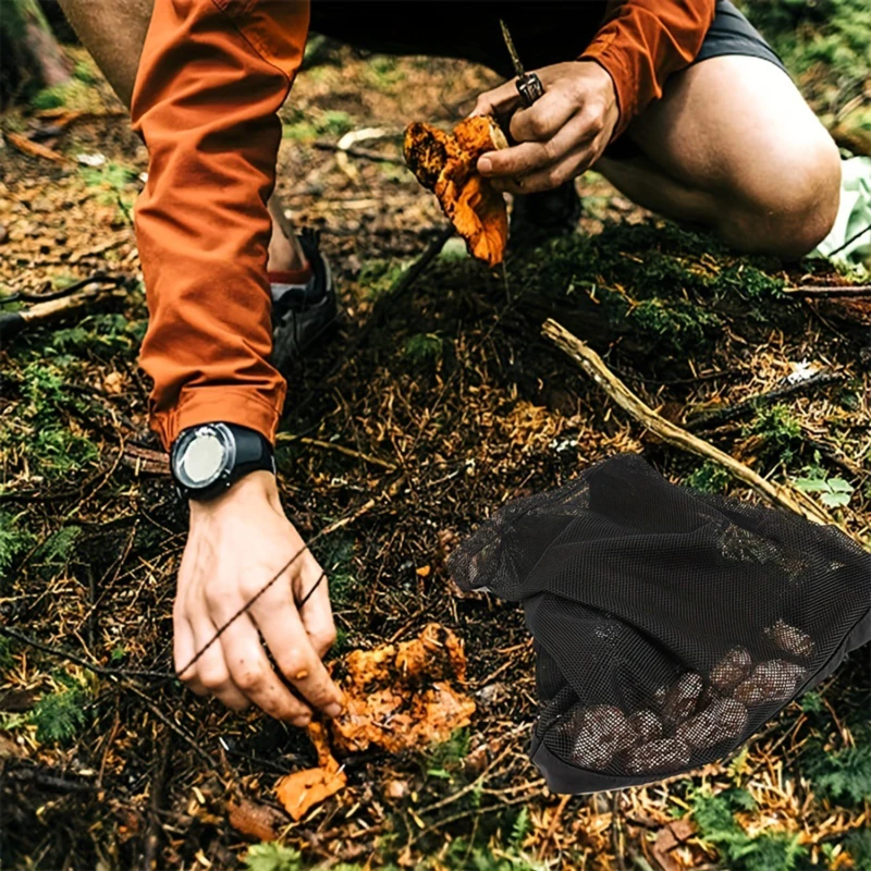 MultiPurpose Mesh Foraging Bag Mushroom Bag Mushroom Hunting Bag Collapsible Fruit Gathering Mushroom Basket For Outdoor