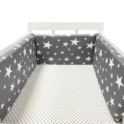 200*30 CM Nordic Stars Baby Bed Thicken Bumpers Zipper Design One-piece Crib Around Cushion Cot Protector Pillows