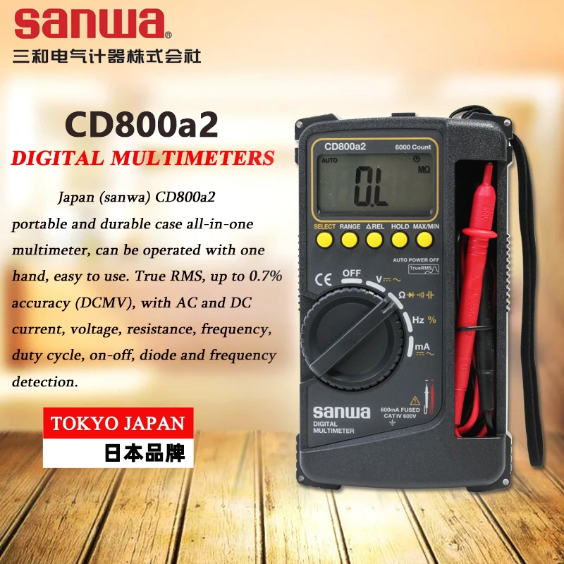 Japan sanwa CD800a2 CD800a3 High Precision Ruggedized All-in-One True RMS Digital Multimeter; Up to 0.7% Accuracy (DCMV)