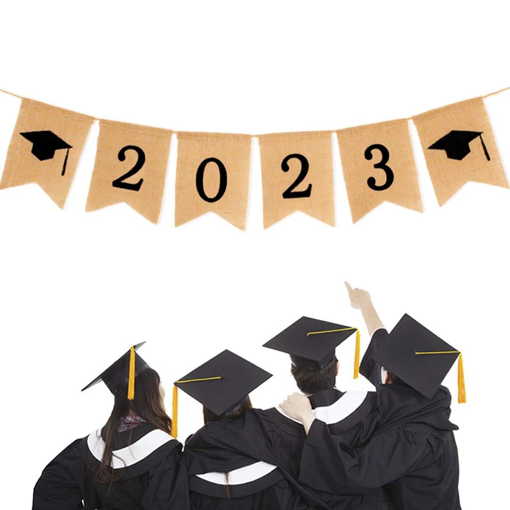 

Swallowtail Flag Graduation Party Bunting Linen Hanging Decoration 2023 Banner Class Photo Durability Safe Indoor Outdoor