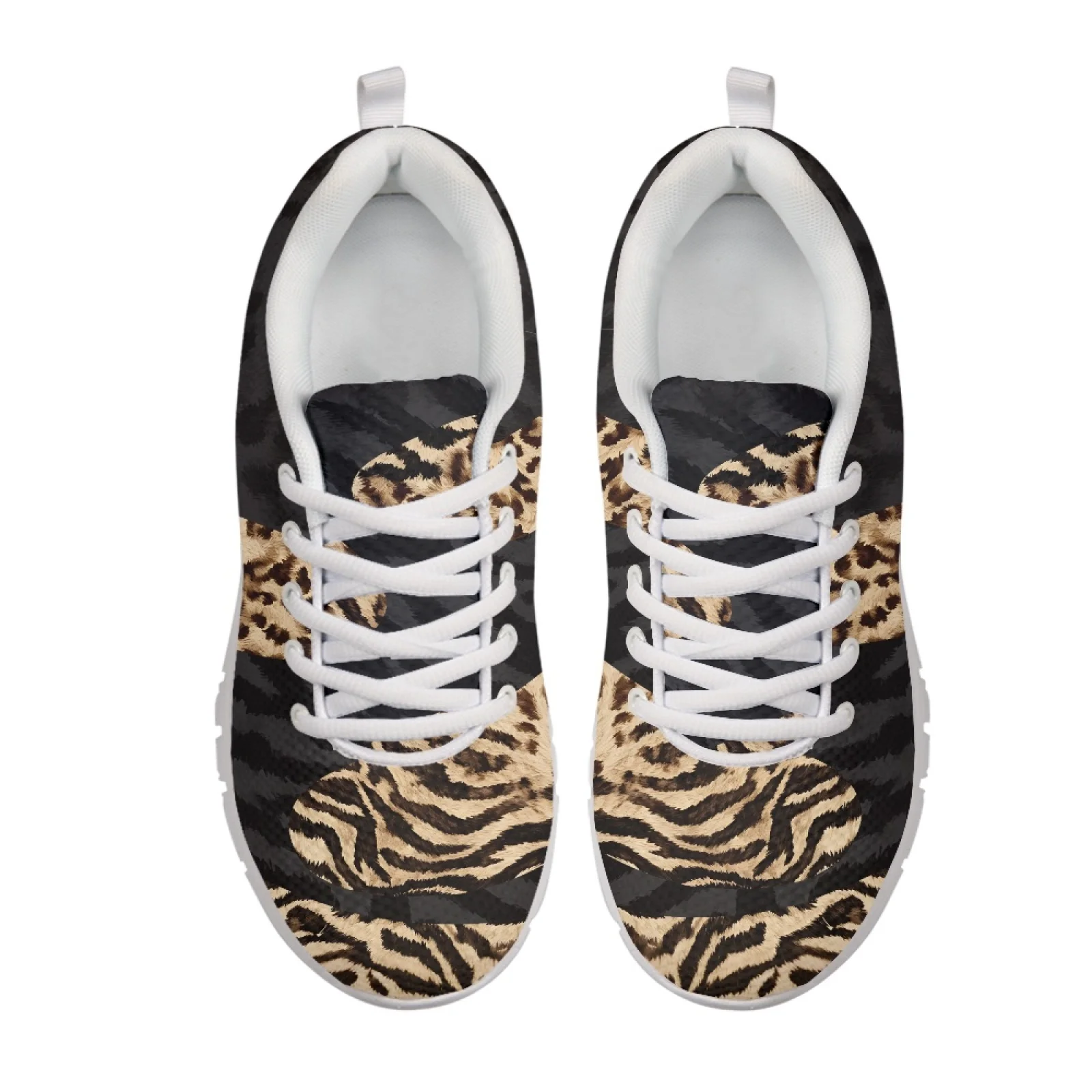 Coloranimal Leopard Running Shoes Work Shoes for Women Lace Up Running Sneakers