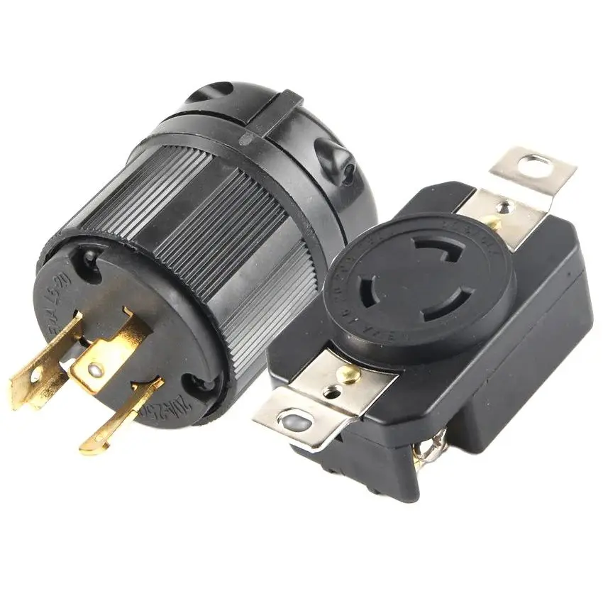 America Assembled UL NEMA L6-20P L6-20R US 20A wired industrial Power Connector Tripolar male female Heater locked plug socket