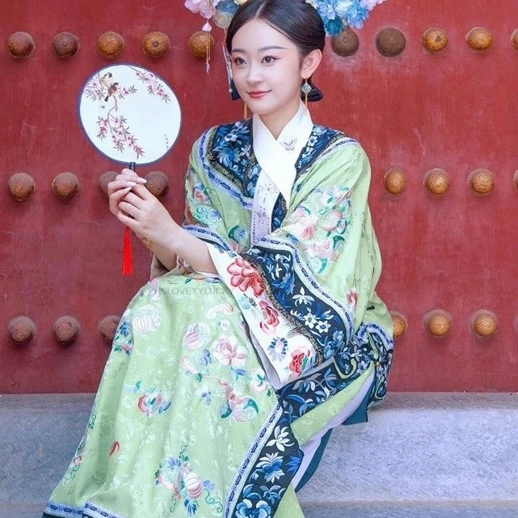 Qing Dynasty Hanfu For Women Imperial Court Costume Embroidery Print Chinese Traditional Princess Hangfu Dress Coslay Clothing
