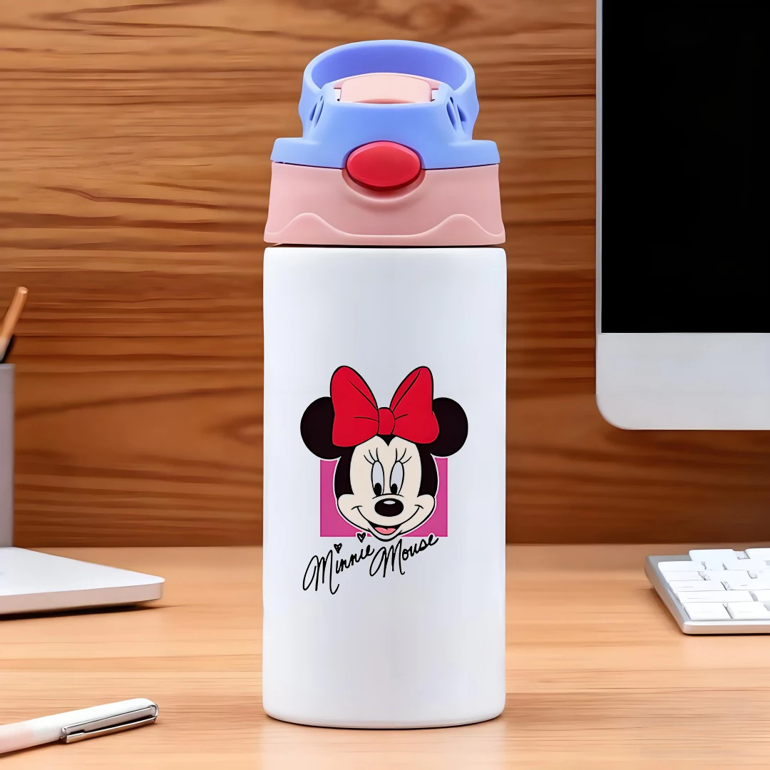 

Disney Minnie Mouse cartoon design 304 stainless steel cartoon straw cup children's water cup New Year gift