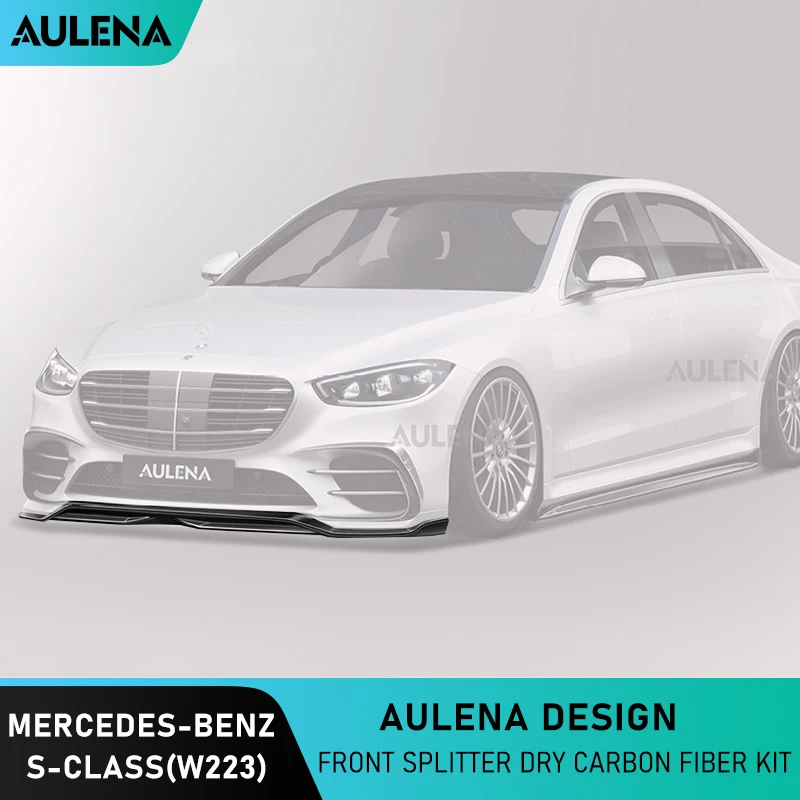 

Aulena Dry Carbon Body Kit Front Splitter Front Lower Lip Spoiler Front Bumper Lip Full Dry Carbon For Mercedes-Benz S-ClassW223