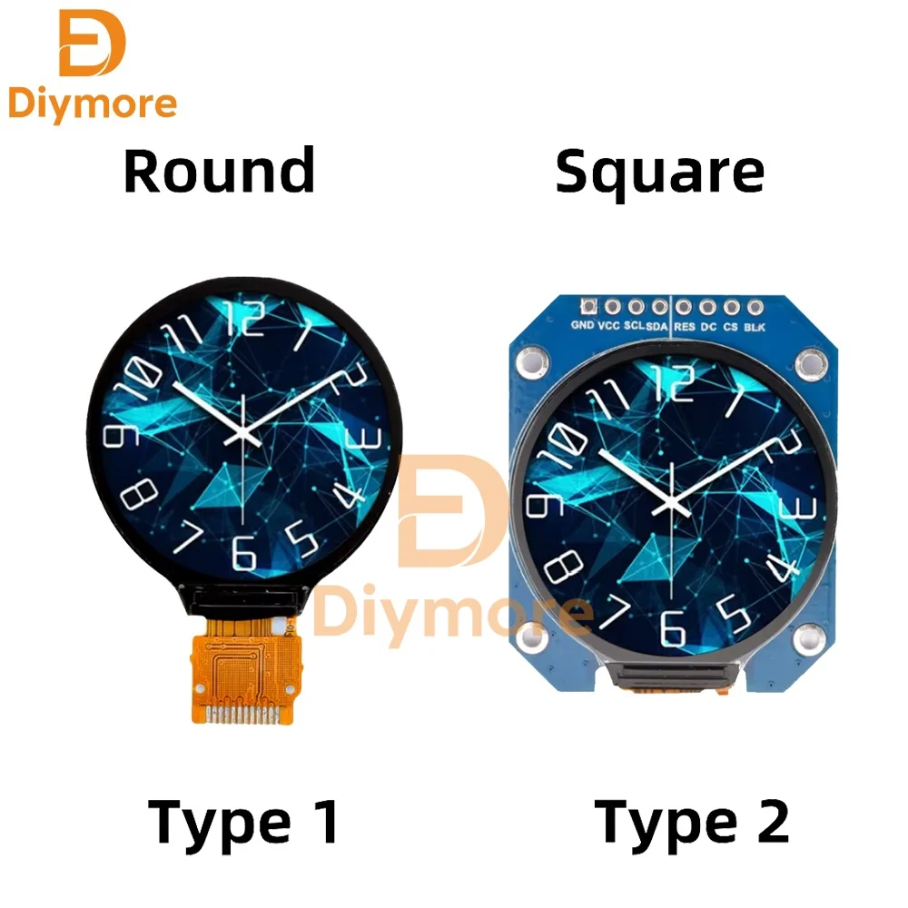 TFT Display 1.28 Inch TFT LCD Display Module Round RGB GC9A01 Driver SPI Interface 240x240 PCB 12-pin welded/ 8-pin unwelded