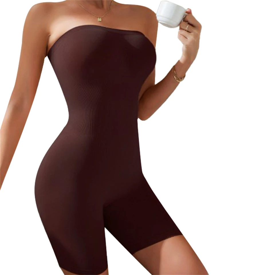 Becirzet Damen-Unterwäsche, trägerloses Tube-Top, Shorts, Bauchreduzierung, schlankmachender, nahtloser Bodysuit – Detail 4
