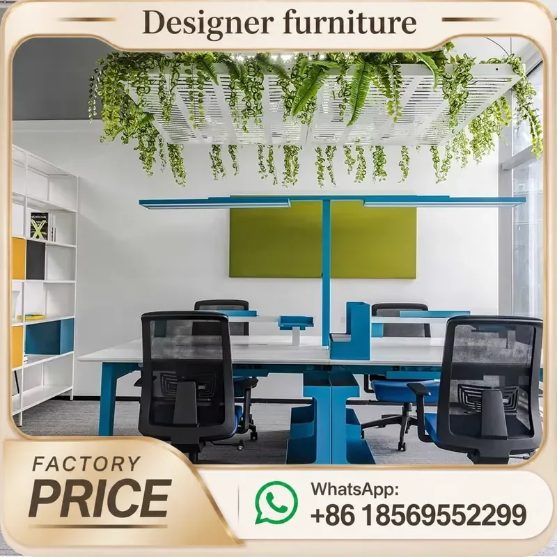 4 Person Office Workstation Modern Modular Desk Furniture For Employee Cubicle Computer Table With Partition Panel