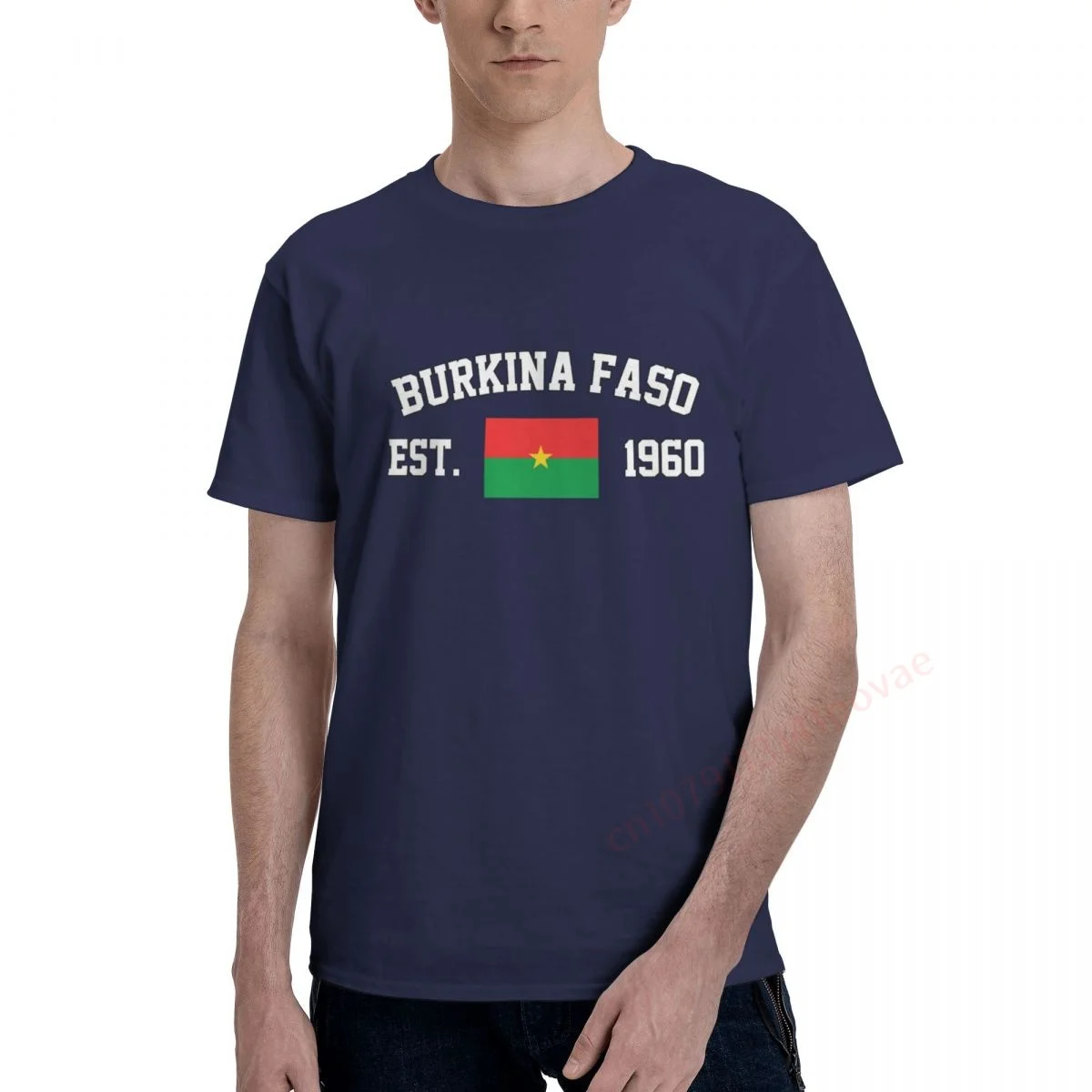 

100% Cotton Ironing Burkina Faso Flag With Est. Year Navy T shirts Men Casual Women Clothing Patriotic T-Shirts Tops Tees
