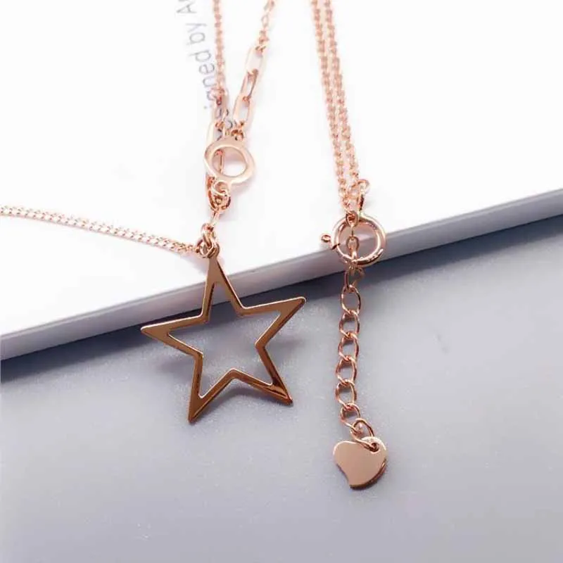 585 purple gold tassel Pendant Chain Star Necklace exquisite light luxury 14K Rose Gold lady jewelry gift for girlfriend