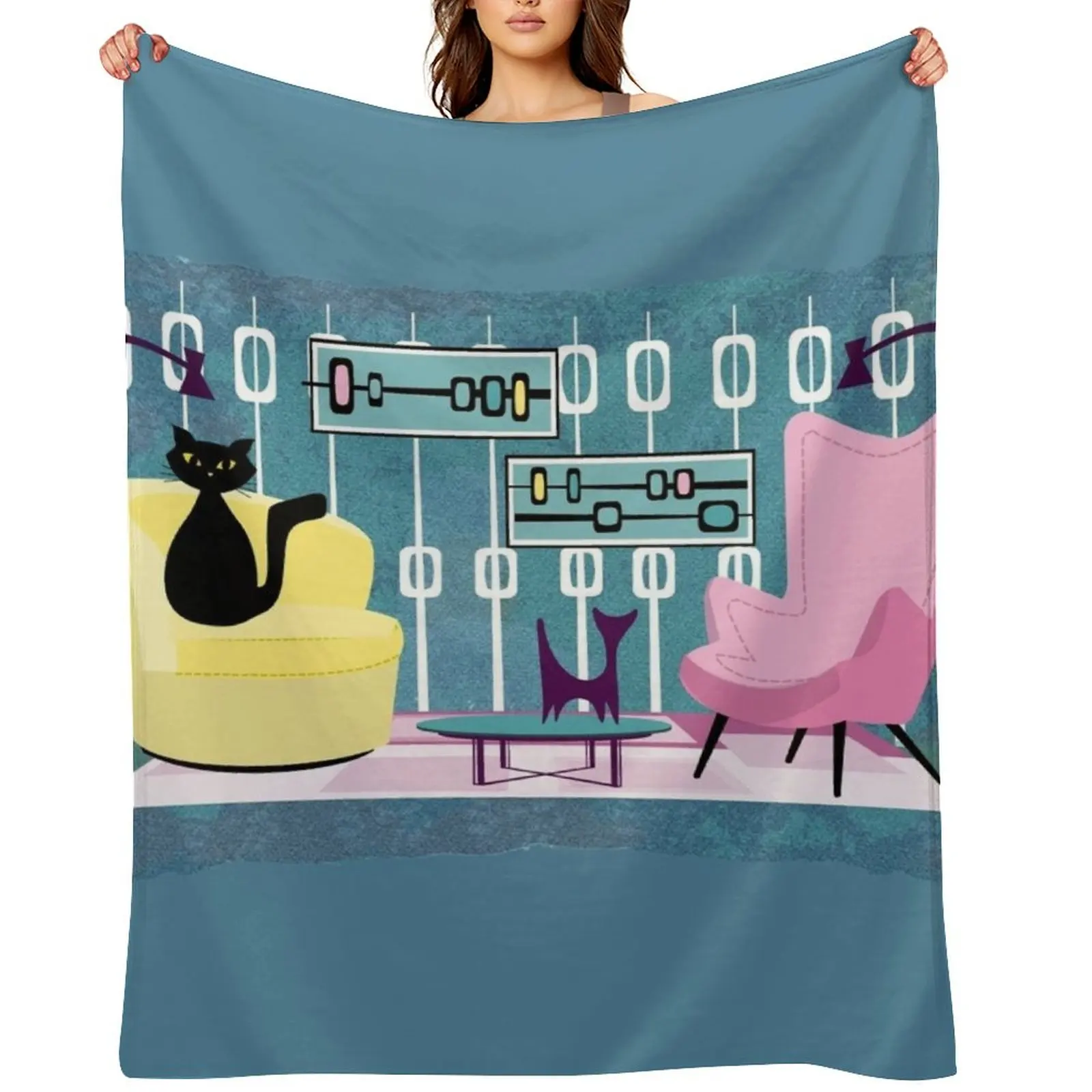 

Lounging Cat Throw Blanket Moving Winter beds Flannel Cute Plaid Blankets