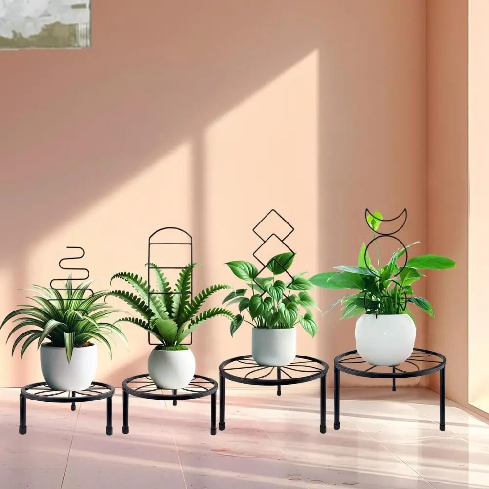 4 Different Shapes Climbing Plant Trellis Moisture-Proof Coating Metal Wire Garden Trellis Soil Insert Stakes