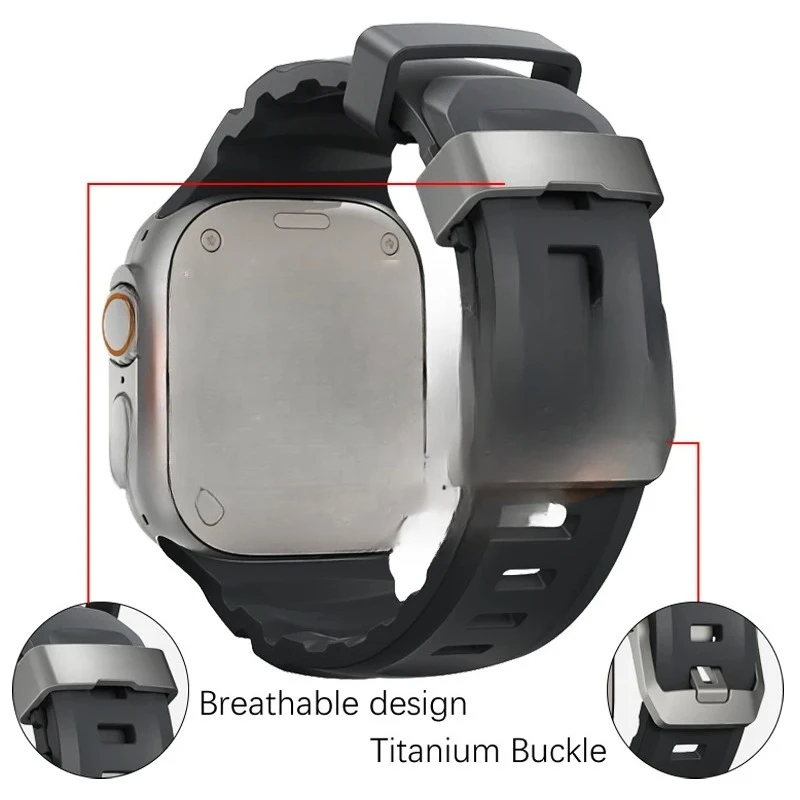 الرياضة الفرقة ل أبل الترا 2 10 9 8 7 6 SE 5 سيليكون التيتانيوم تنفس سوار حزام ل iWatch 42 مللي متر 44 45 مللي متر 46 مللي متر 49 مللي متر
