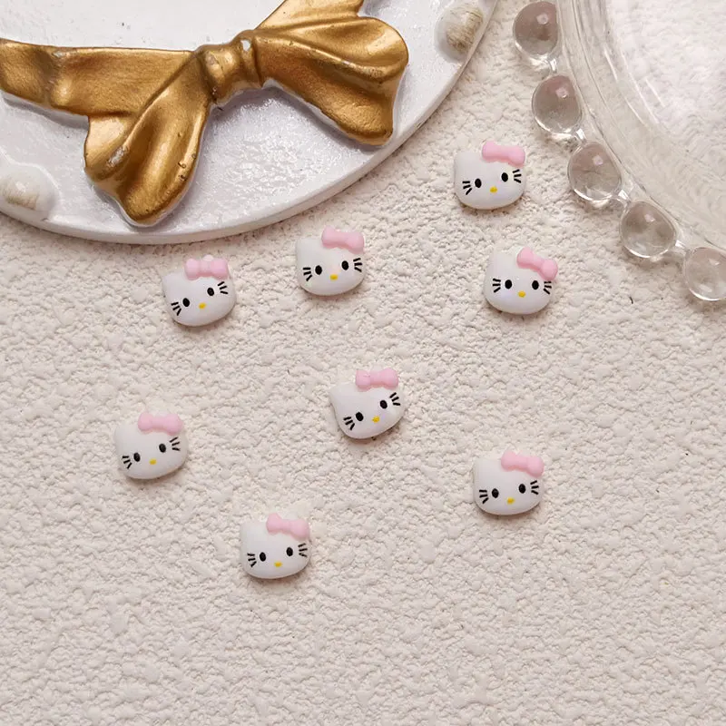 50 قطعة الكرتون المختلط مرحبا كيتي القط الصغير رئيس مسمار السحر Kawaii الراتنج كيتي القوس مسمار الفن الراين مانيكير الديكور
