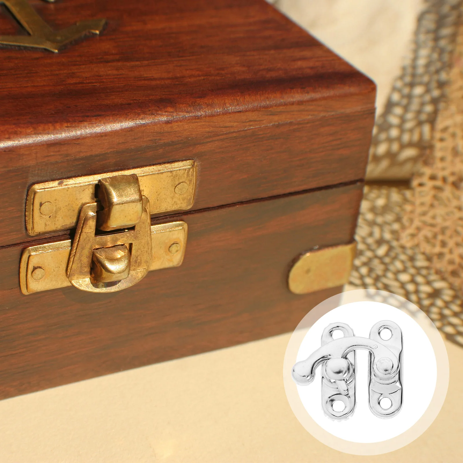 20 قطعة خزانة خمر الحديد غلق بمشبك هوك نمط صندوق خشبي المشبك مفصلات نحاسية للمجوهرات الصغيرة حقيبة خشبية الصدر اليسار #4