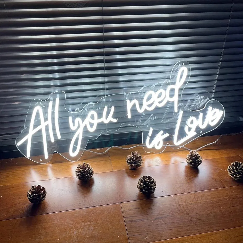 All You Need Is Love English Letters Led Neon Light Flexible Acrylic Back Panel Interior Decoration Wedding Scene Modeling Light