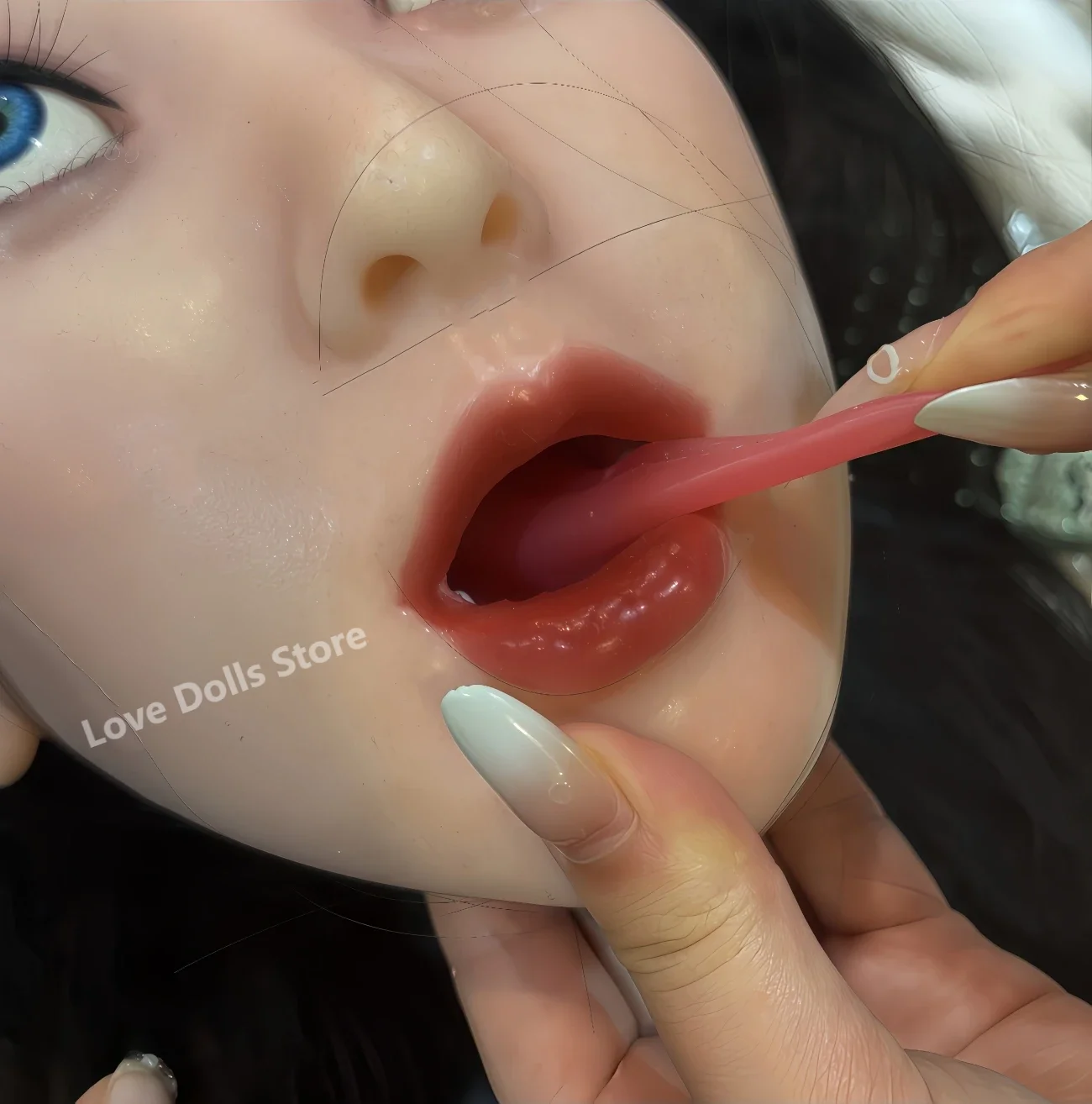 

【Wonali】Silicone Dummy Big Head Model 422, M16 Screw Interface, Open Mouth With Wig Teeth Tongue Pupils Oral Cavity-1324