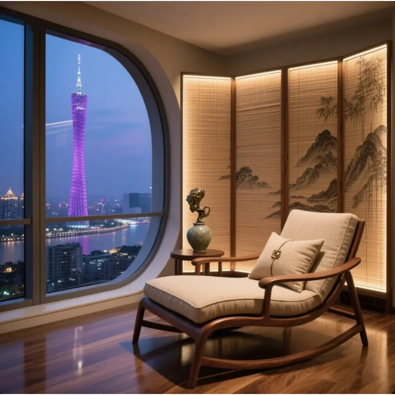 Furniture North American ash wood fashion leisure custom rocking chair Song's aesthetics living room study furniture