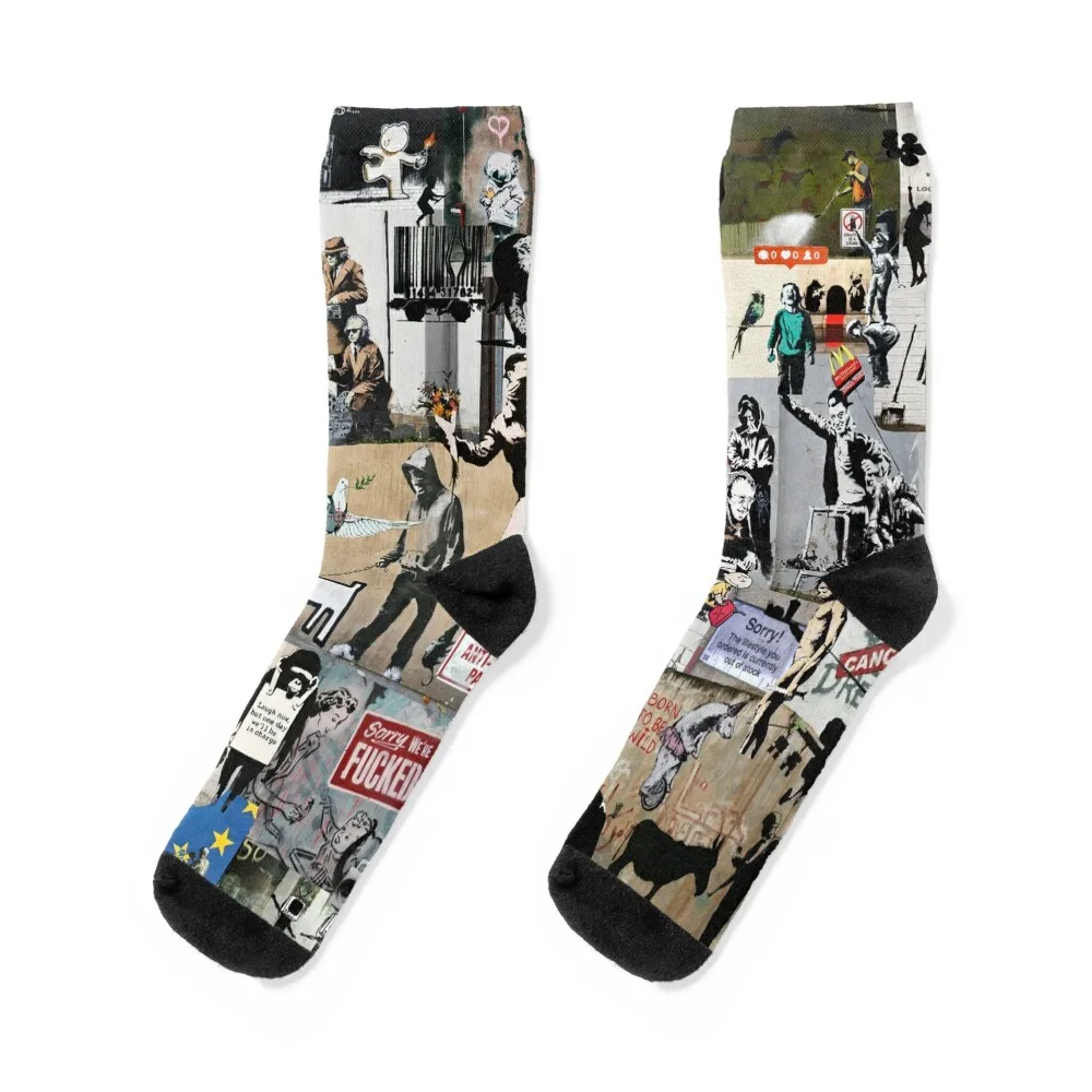 Banksy Collage Socks shoes anti-slip Socks Women's Men's