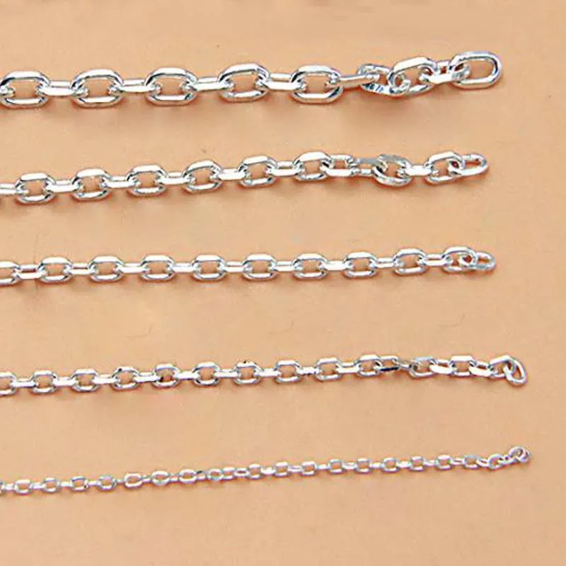 Genuine Real Pure Solid 925 Sterling Silver Cross Chain O Shape Wire Line Chains Necklace Bracelet Jewelry Making 0.9mm image 3