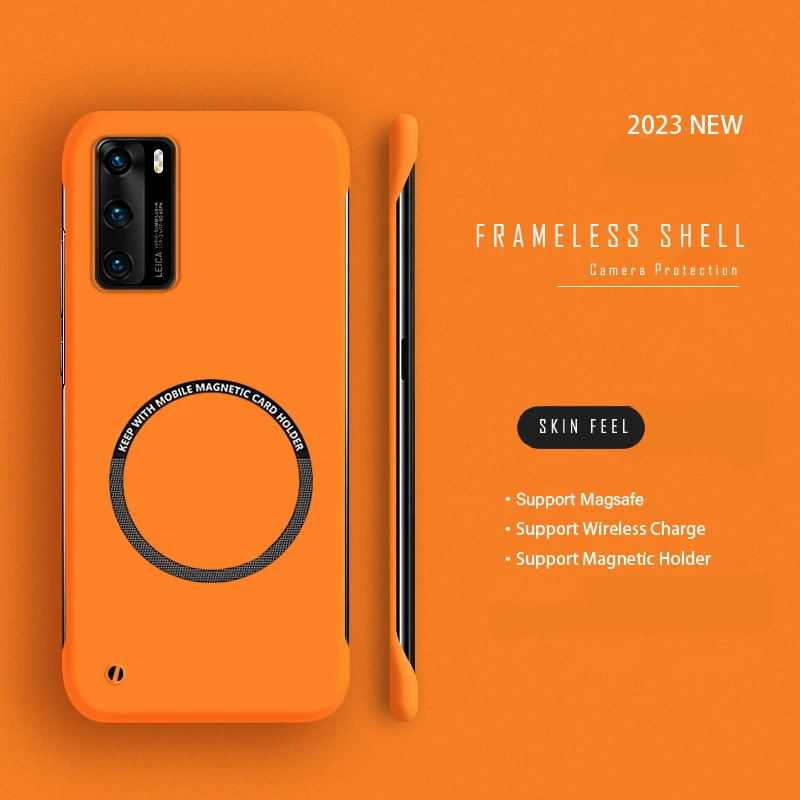 Ультратонкий жесткий безрамный магнитный чехол для телефона из ПК для Huawei P60 P50 P40 P30 Pro Mate 60 50 40 30 20 Pro Magsafe Matte Cover