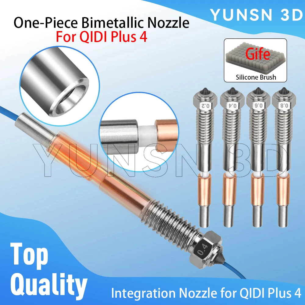 

Nozzle For QIDI Plus 4 One-Piece Bimetallic Nozzle 0.2/0.4/0.6/0.8mm Quick Removal Ceramic Insulation Integration Hotend Nozzles